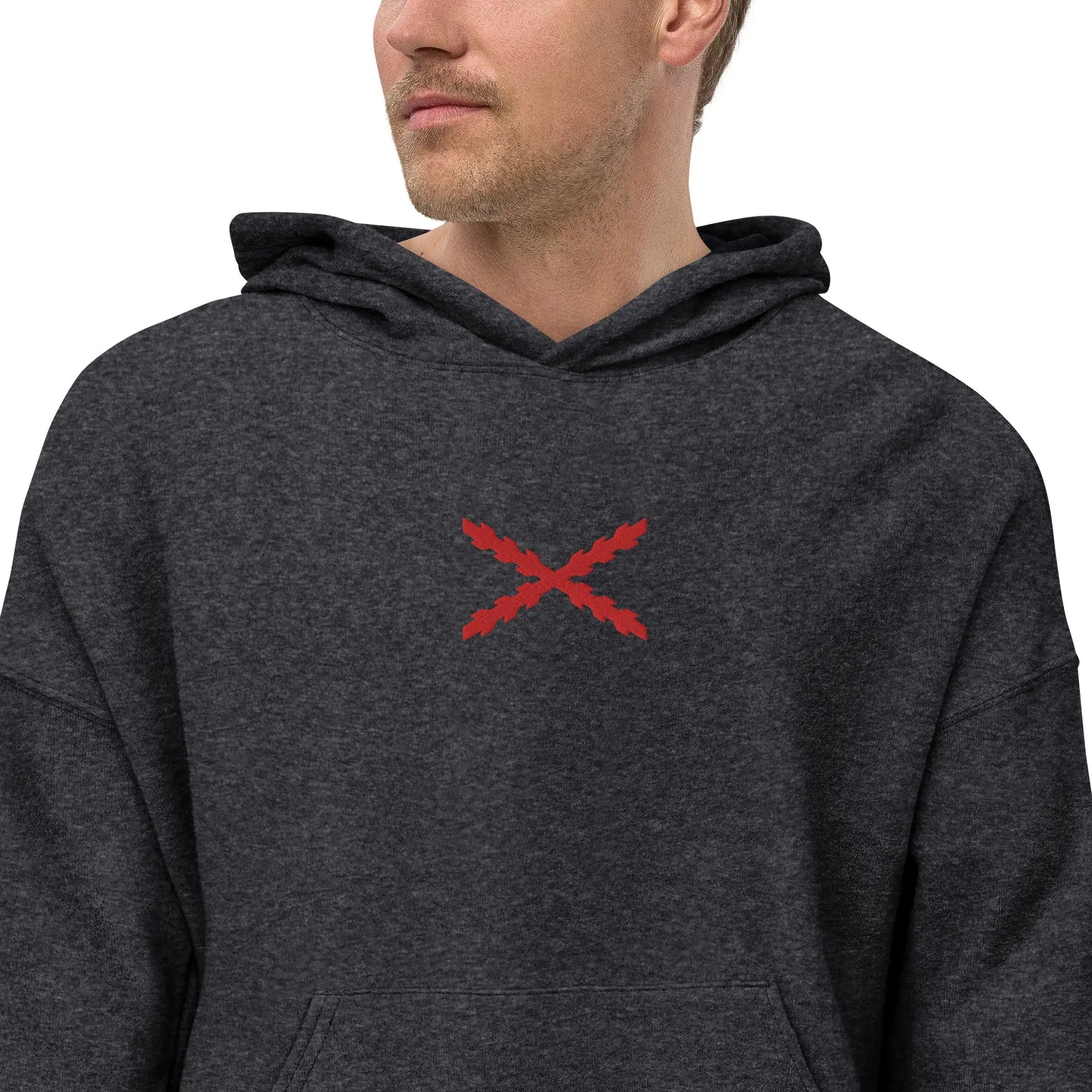 Comprar Sudadera vellón polar unisex Cruz de Borgoña Bandera España La Flamenca de Borgoña Patricia Muñoz VOX