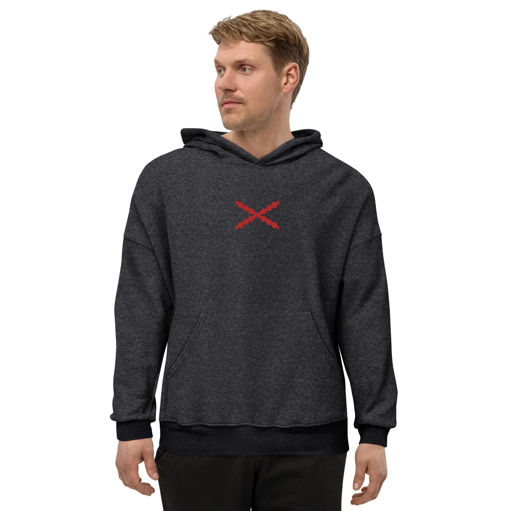 Comprar Sudadera vellón polar unisex Cruz de Borgoña Bandera España La Flamenca de Borgoña Patricia Muñoz VOX