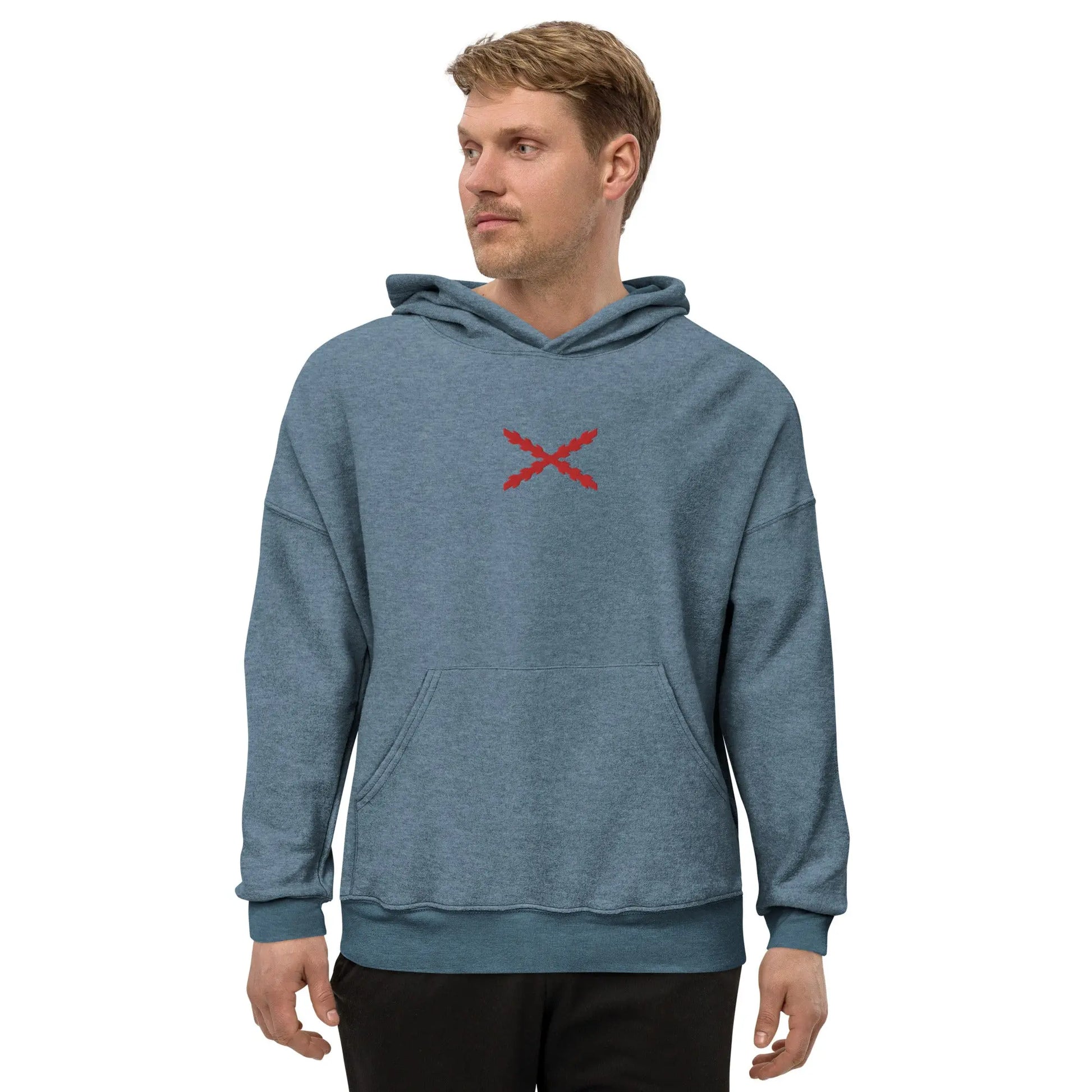 Comprar Sudadera vellón polar unisex Cruz de Borgoña Bandera España La Flamenca de Borgoña Patricia Muñoz VOX