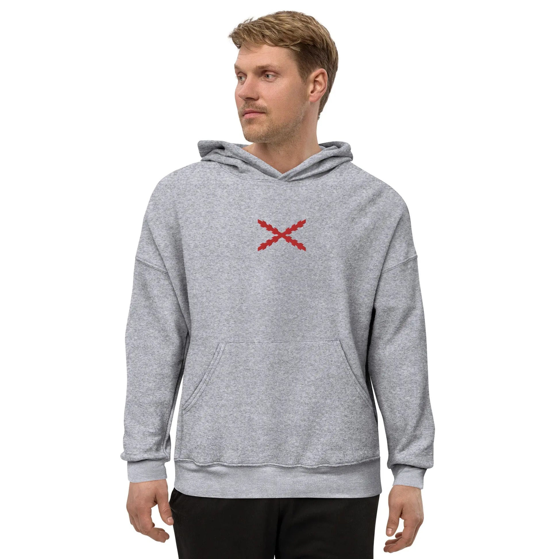 Comprar Sudadera vellón polar unisex Cruz de Borgoña Bandera España La Flamenca de Borgoña Patricia Muñoz VOX
