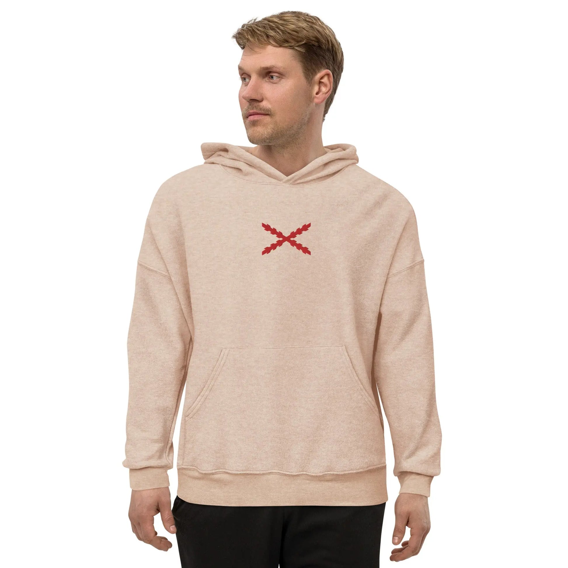 Comprar Sudadera vellón polar unisex Cruz de Borgoña Bandera España La Flamenca de Borgoña Patricia Muñoz VOX