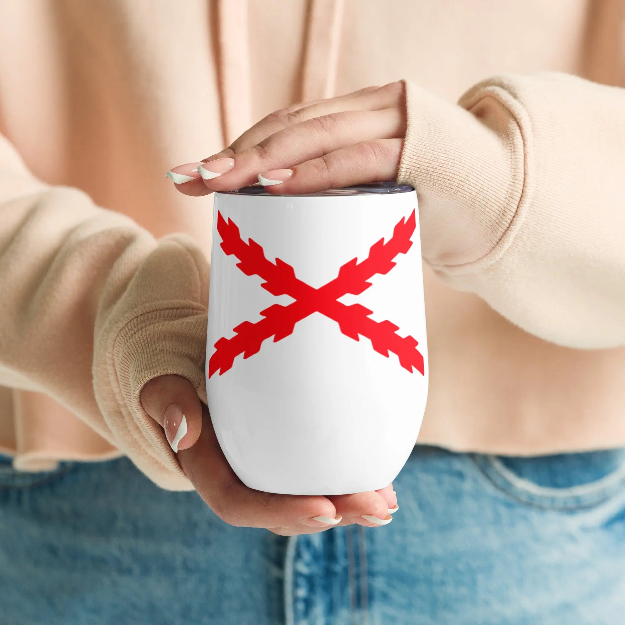 Comprar Vaso de vino Cruz de Borgoña Bandera España La Flamenca de Borgoña Patricia Muñoz VOX